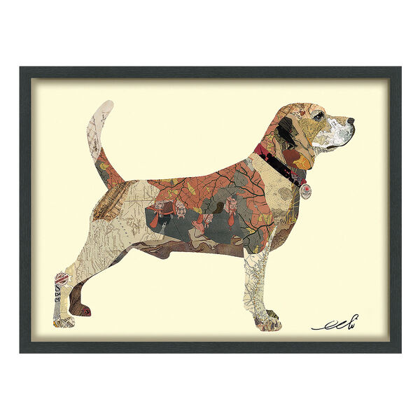 Black Framed Beagle Dimensional Collage Graphic Glass Wall Art, image 2