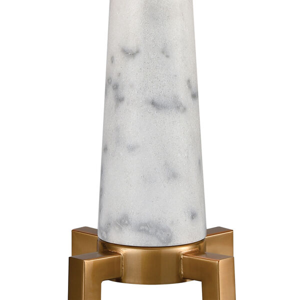 Rocket Alabaster and Aged Brass Two-Light Table Lamp, image 4