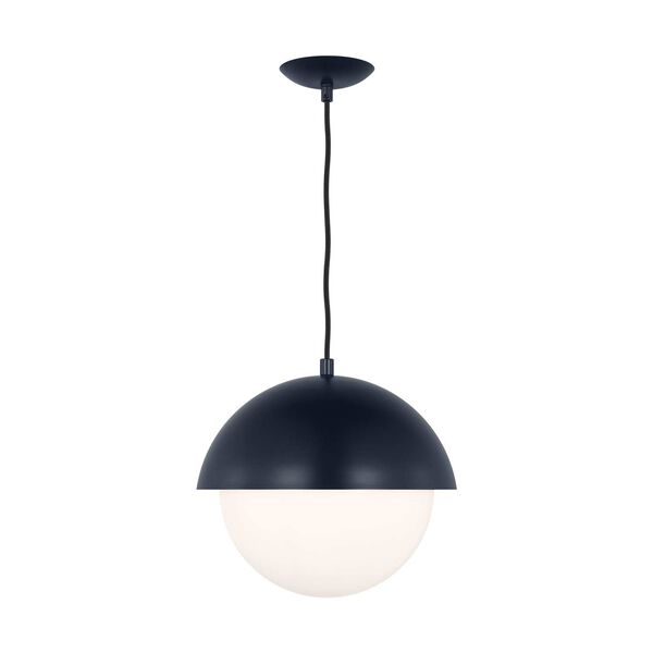 Hyde Navy One-Light Medium Pendant with Opal Glass Shade by Drew and Jonathan, image 1