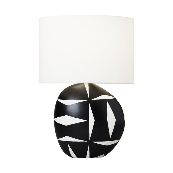 Franz White and Black One-Light Ceramic Table Lamp, image 1