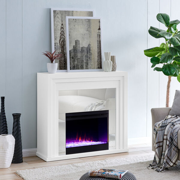 Stadderly White Mirrored Color Changing Electric Fireplace, image 4