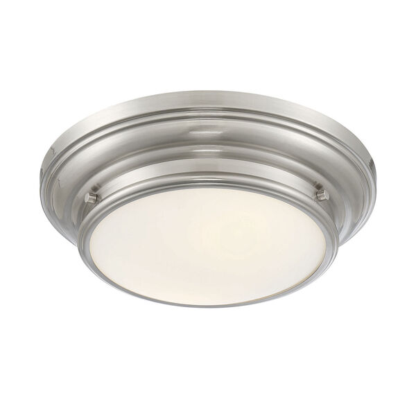 Whittier Brushed Nickel Two-Light Flush Mount with Round Glass, image 4