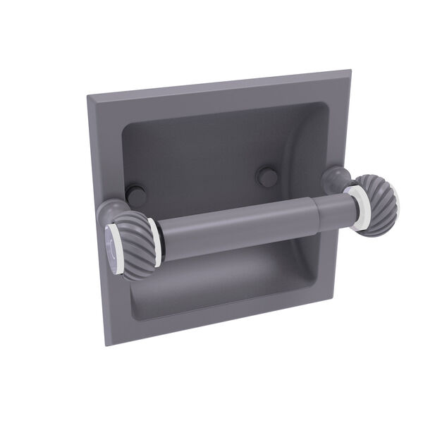 Pacific Grove Matte Gray Six-Inch Recessed Toilet Paper Holder with Twisted Accents, image 1