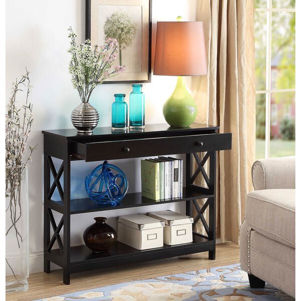 Oxford One Drawer Console Table in Black, image 1