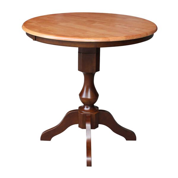 Cinnamon and Espresso Round Pedestal Counter Height Table, image 1