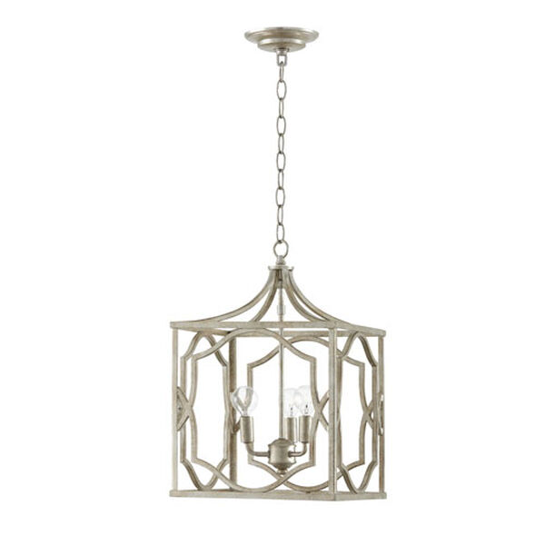 Blakely Antique Silver Three-Light Foyer Fixture, image 5