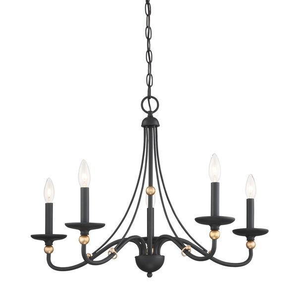 Westchester County Sand Coal And Skyline Gold Leaf Five-Light 28-Inch Chandelier, image 1