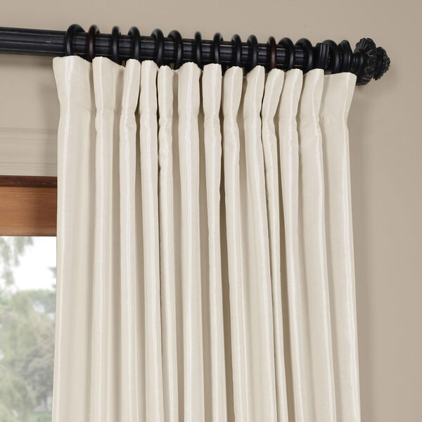 Ivory 84 x 100 In. Blackout Double Wide Vintage Textured Faux Dupioni Curtain Single Panel, image 2