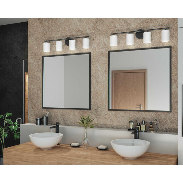 P2160-31: Replay Black Four-Light Bath Vanity with Etched Glass, image 3