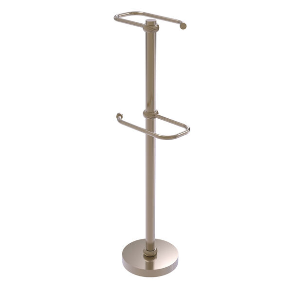 Antique Pewter Six-Inch Free Standing Two Roll Toilet Tissue Stand, image 1