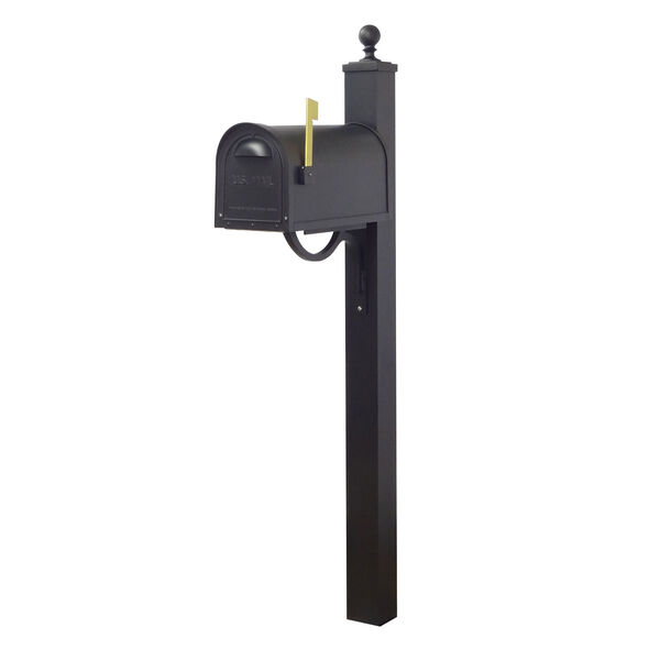 Classic Curbside Mailbox with Locking Insert and Springfield Mailbox Post in Black, image 3