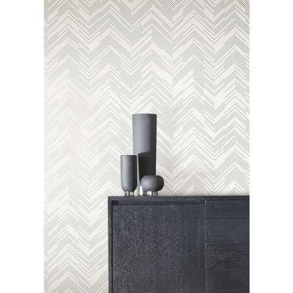 Polished Chevron White and Silver Wallpaper, image 3