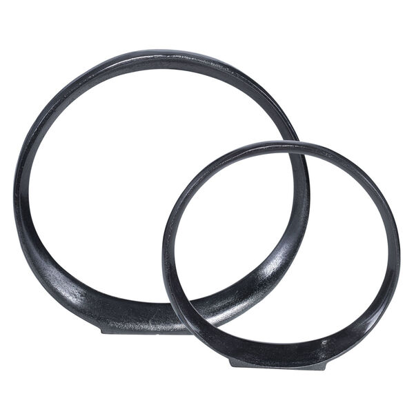 Orbits Black Ring Sculpture, Set of 2, image 2