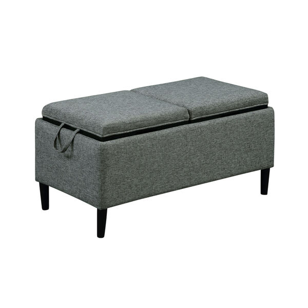 Designs4Comfort Light Charcoal Gray Fabric Magnolia Storage Ottoman with Reversible Trays, image 2