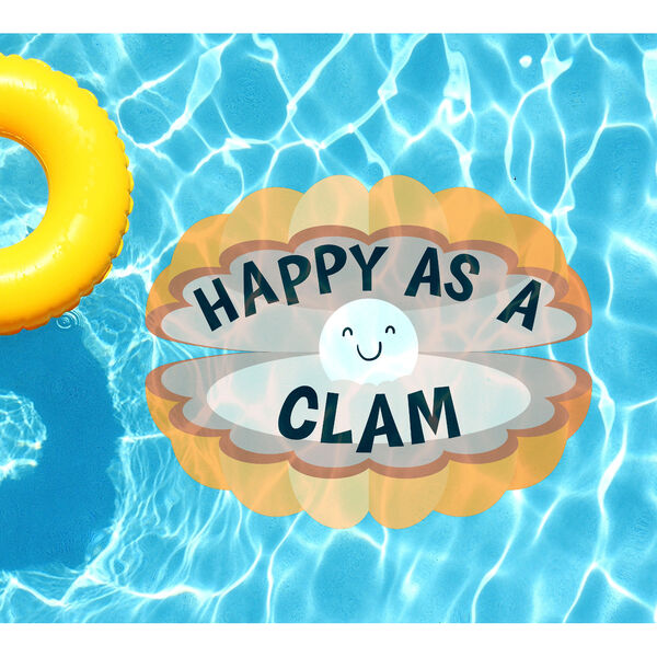 Orange and Purple Happy As A Clam Underwater Pool Tattoo, image 1