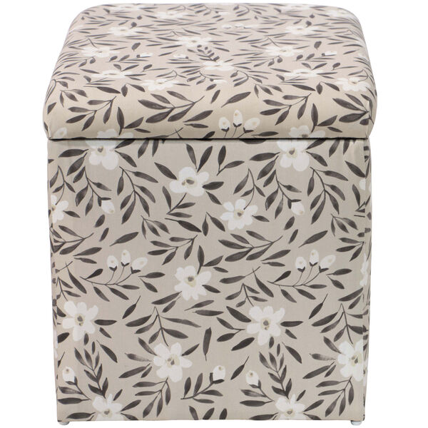 Fiona Floral Natural 19-Inch Storage Ottoman, image 3