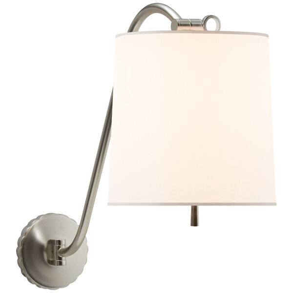 Understudy Sconce in Soft Silver with Silk Shade by Barbara Barry, image 1