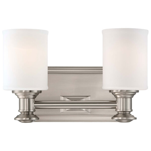 Harbour Point Brushed Nickel Two Light Bath Fixture, image 1