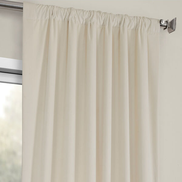 Ivory Heritage Plush Velvet Curtain Single Panel, image 3
