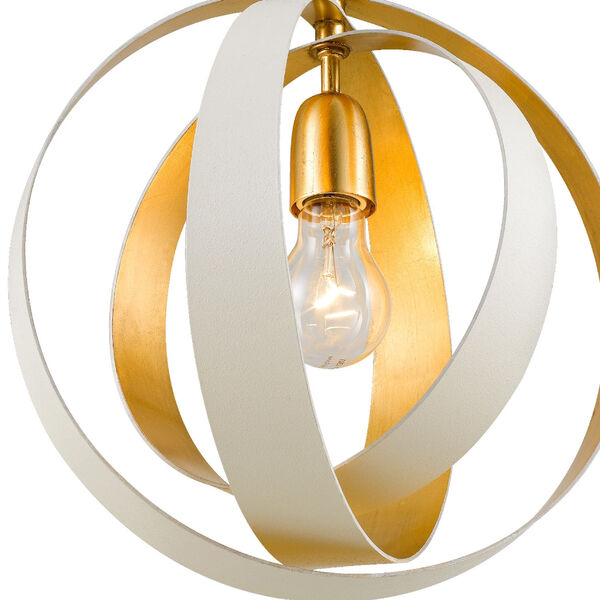 Luna Matte White and Antique Gold 12-Inch One-Light Chandelier, image 3