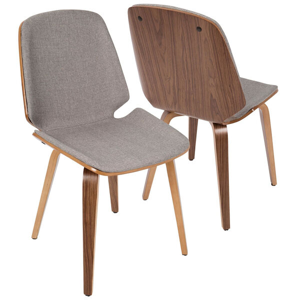 Serena Walnut Wood and Light Gray Dining Chair, Set of 2, image 2