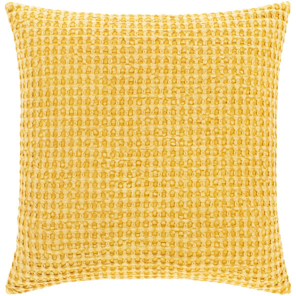 Waffle Bright Yellow 18-Inch Throw Pillow, image 1