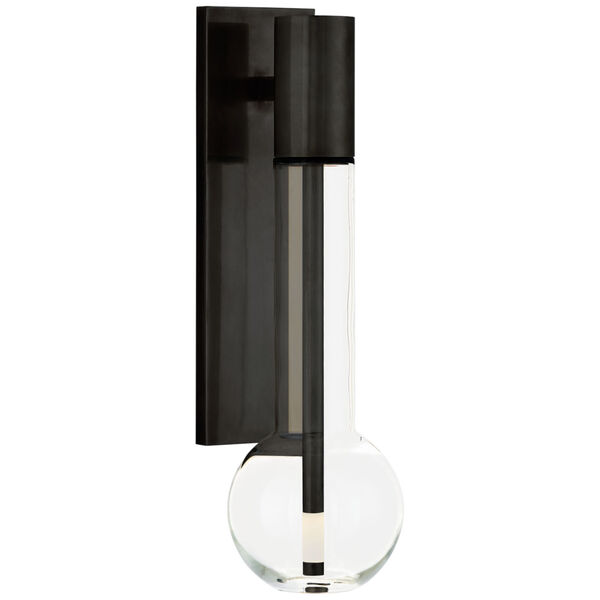 Nye Small Bracketed Sconce in Bronze with Clear Glass by Kelly Wearstler, image 1