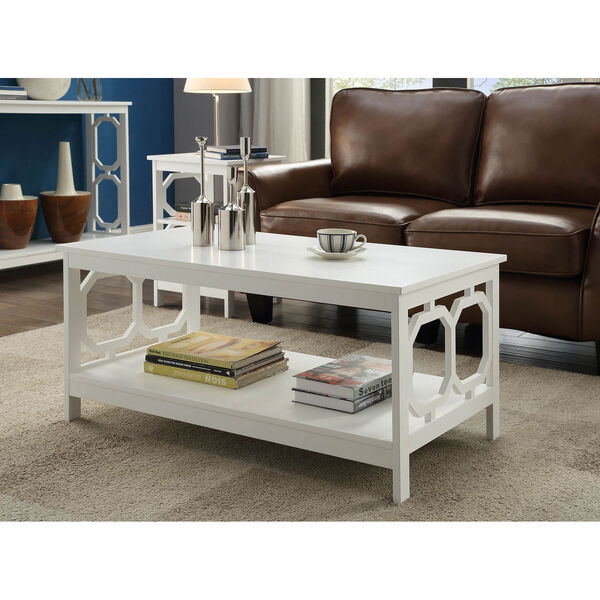Selby White Coffee Table with Bottom Shelf, image 1