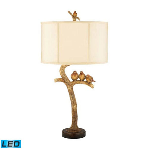 Three Bird Light Gold Leaf and Black One Light LED Table Lamp, image 1