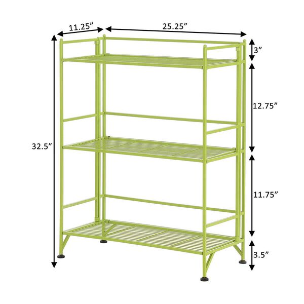 Xtra Storage Lime Three-Tier Wide Folding Metal Shelf, image 6
