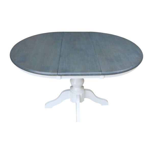White and Heather Gray 36-Inch Round Top Pedestal Dining Table, image 5