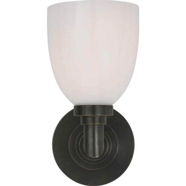 Wilton Single Bath Light in Bronze with White Glass by Chapman and Myers, image 1