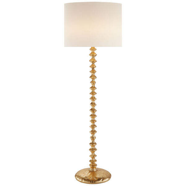 Lilian Floor Lamp in Gild with Linen Shade by AERIN, image 1