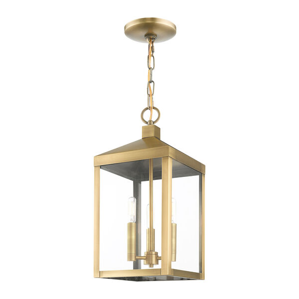 Nyack Antique Brass Three-Light Outdoor Pendant Lantern, image 5