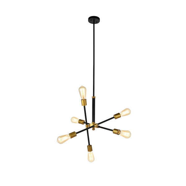 Axel Black and Brass 17-Inch Six-Light Pendant, image 3