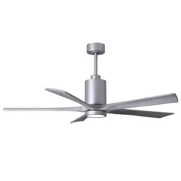Patricia-5 Brushed Nickel 60-Inch LED Ceiling Fan with Barnwood Tone Blades, image 1