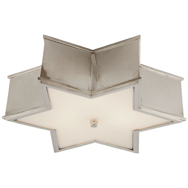 Sophia 17-Inch Flush Mount in Polished Nickel with Frosted Glass by Alexa Hampton, image 1