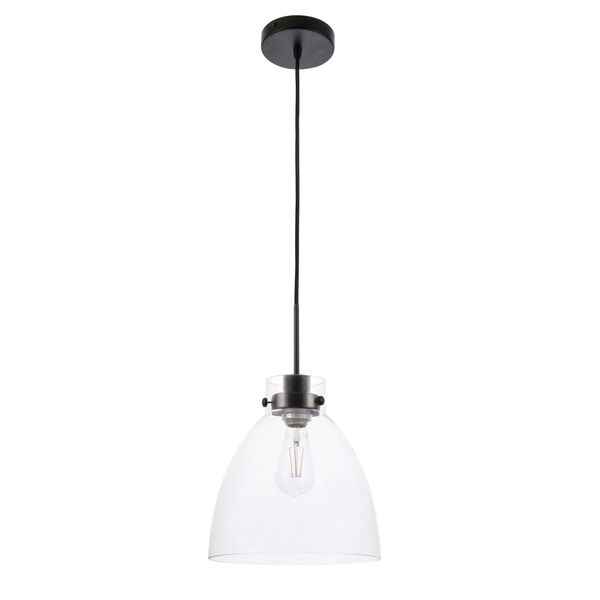 Frey Black 11-Inch One-Light Pendant with Clear Glass, image 3