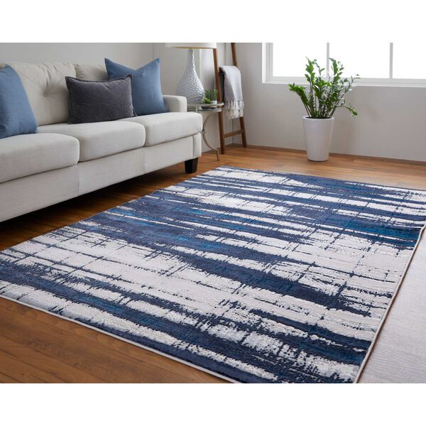 Indio Industrial Abstract Ivory Blue Gray Area Rug, image 2