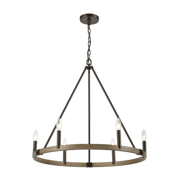 Transitions Oil Rubbed Bronze and Aspen Six-Light Chandelier, image 1