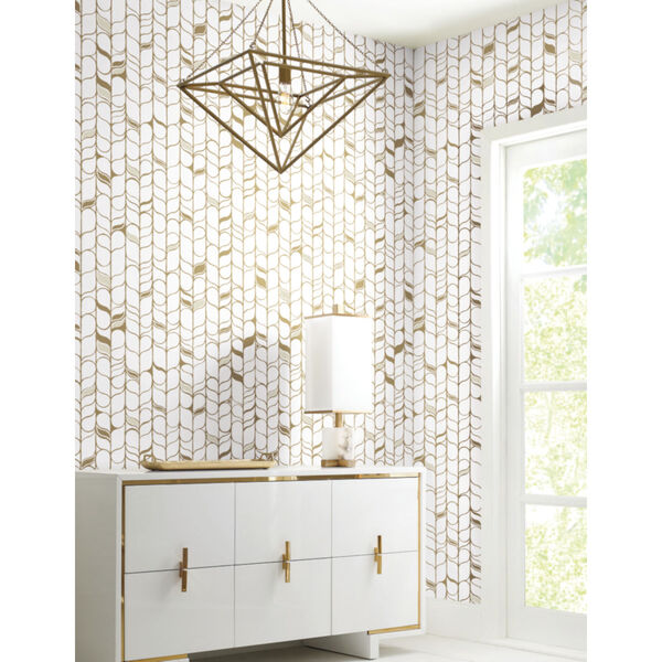 Candice Olson Modern Nature 2nd Edition White and Gold Perfect Petals Wallpaper, image 1