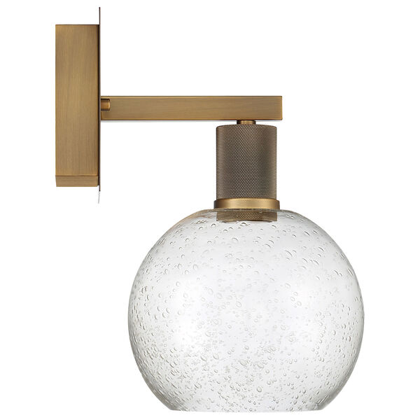 Port Nine Brass-Antique and Satin Globe Outdoor Intergrated LED Wall Sconce with Clear Glass, image 3