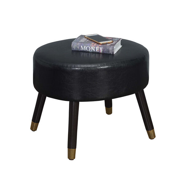 Designs4Comfort Mid Century Black Faux Leather Oval Ottoman Stool, image 3