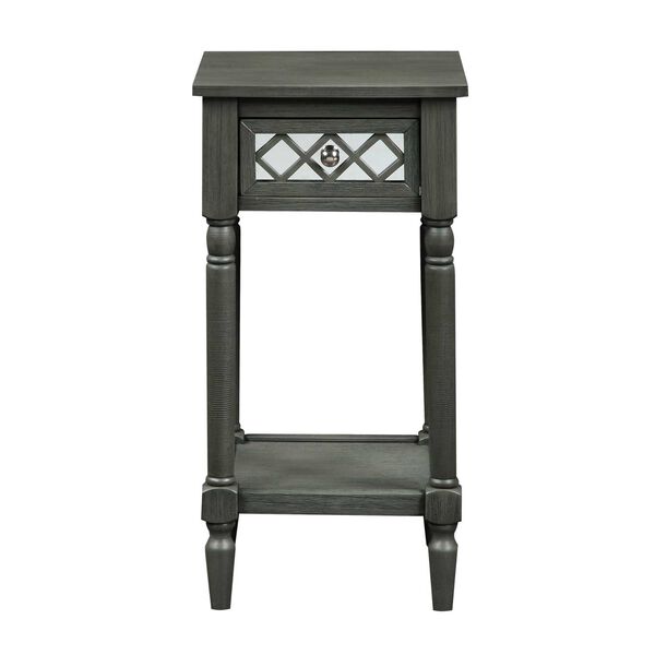 Khloe French Country Wirebrush Dark Gray  Deluxe One Drawer End Table with Shelf, image 6