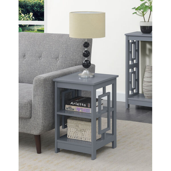 Town Square Gray End Table with Shelves, image 1