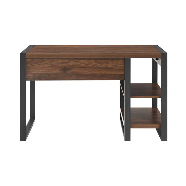 Dark Walnut and Black Computer Desk with Two Shelves, image 5