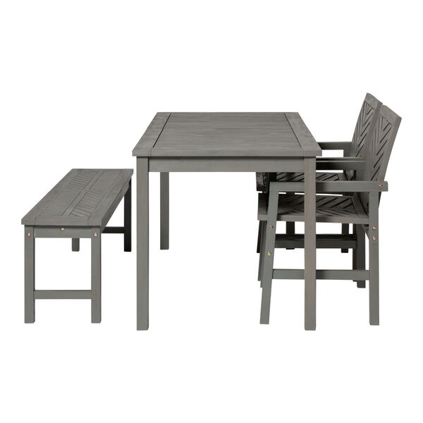 Gray Wash 32-Inch Four-Piece Chevron Outdoor Dining Set, image 6