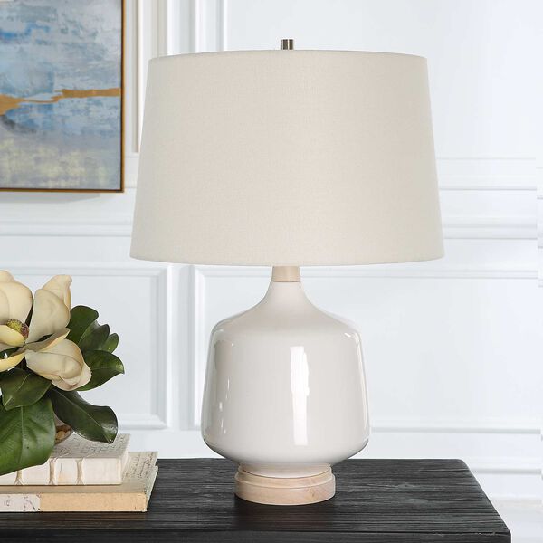 Opal White Brushed Nickel One-Light Table Lamp, image 1