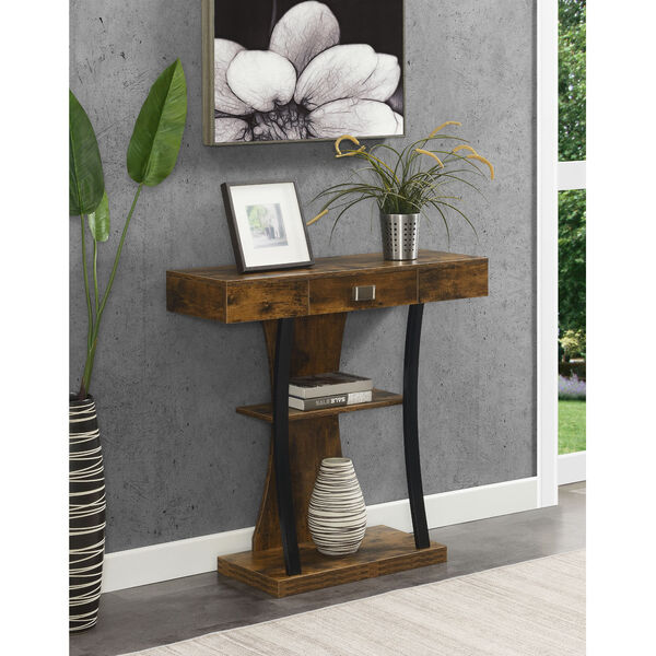 Newport Harri Barnwood and Black One Drawer Console Table with Shelves, image 1