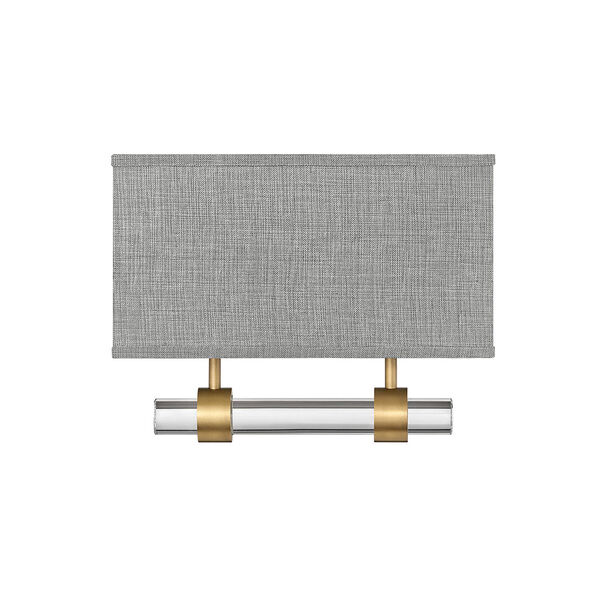 Luster Heritage Brass Two-Light LED Wall Sconce with Heathered Gray Slub Shade, image 2